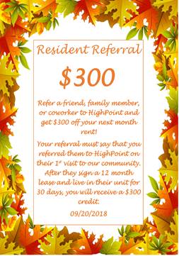 Resident Referral Program!