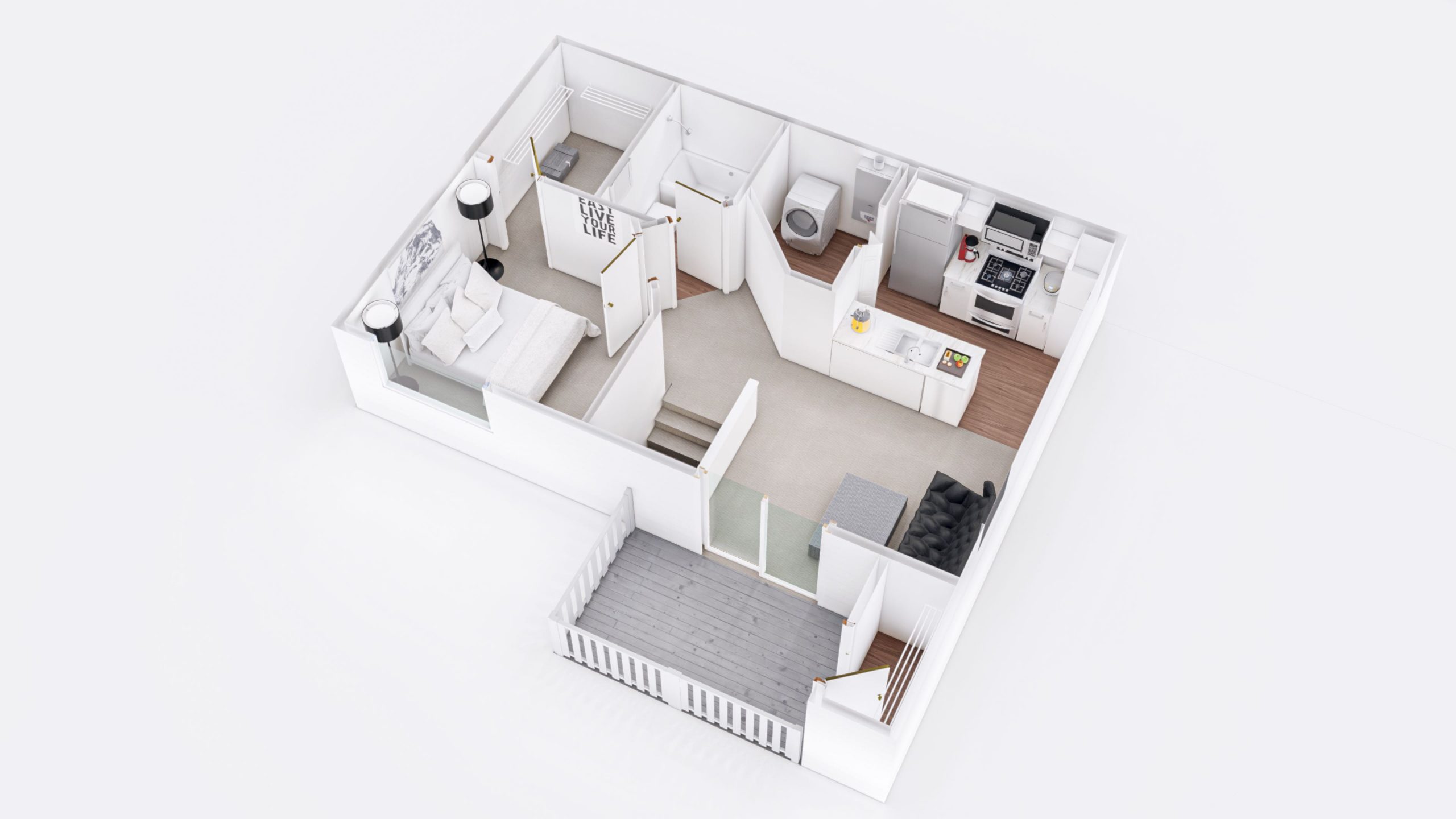 Maple 1 floorplan featuring one bedroom and one bathroom