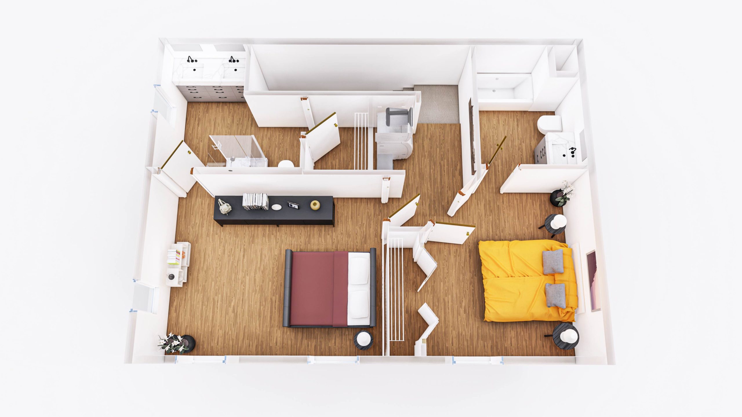Acadia floorplan featuring two bedrooms and two bathrooms